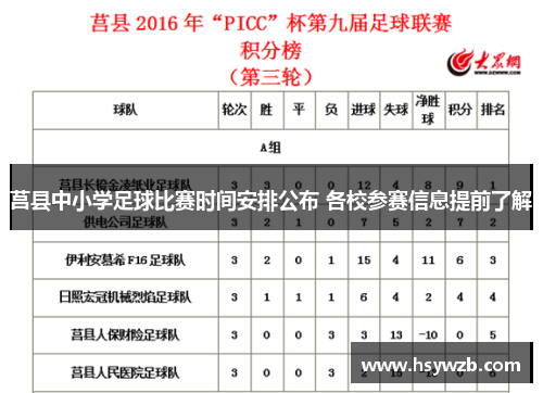 莒县中小学足球比赛时间安排公布 各校参赛信息提前了解